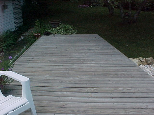 Deck floor with slate gray stain
